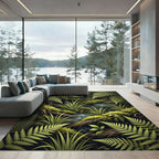Lush Green Tropical Fern Forest Rug