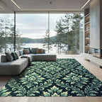 Emerald Floral Damask Medallion Rug