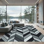 Monochromatic Gray Herringbone Geometric Rug