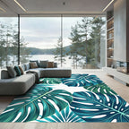 Deep Teal Tropical Leaf Abundance Rug