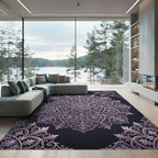 Ornate Lavender Damask Floral Medallion Rug