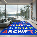 Colorful Alphabet Grid Composition Rug