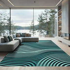 Aqua Swirl Ribbed Wave Rug