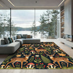 Whimsical Forest Deer Botanical Woodland Rug