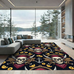 Gothic Pirate Skull Golden Coin Rug