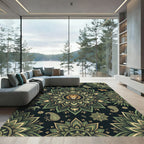 Ornate Sage Lion Elephant Floral Medallion Rug