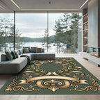 Golden Laurel Wreath Ornament Rug