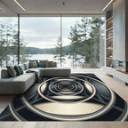 Modern Gold Circular Infinity Tunnel Rug