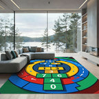 Vibrant Modern Geometric Hopscotch Arc Rug