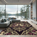 Gothic Cherub Baroque Damask Velvet Gold Rug