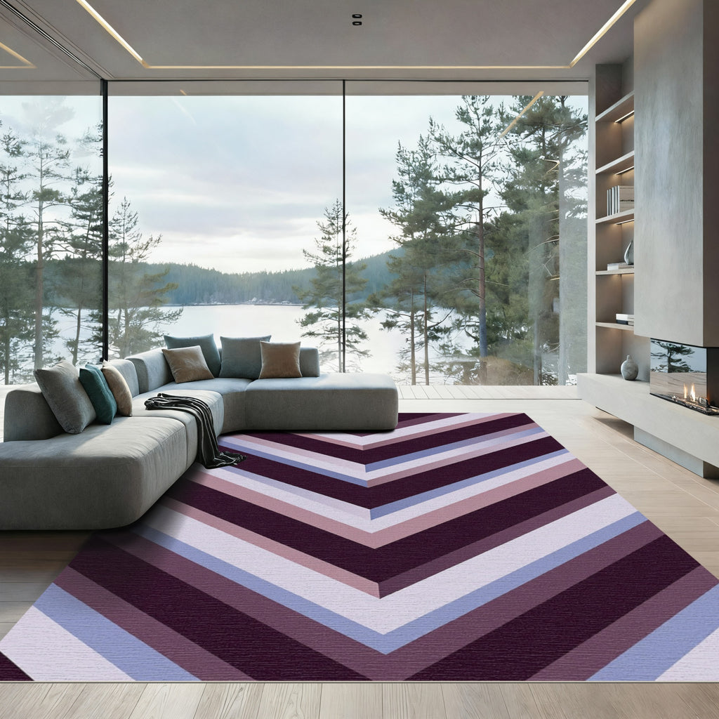 Deep Plum Chevron Stripes Rug