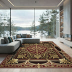 Regal Crimson Gold Acanthus Arch Rug