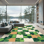 Sage Checkerboard Clover Leaf Meadow Rug