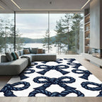 Navy Nautical Rope Knot Bow Rug