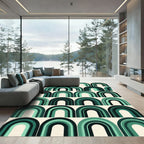 Midcentury Emerald Arch Geometric Rug