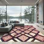 Pink Geometric Diamond Intertwined Lattice Rug