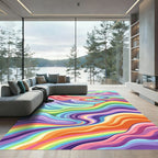 Vibrant Multicolored Surreal Rainbow Mountain Landscape Rug