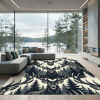 Majestic Forest Stag Silhouette Monochrome Rug