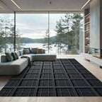 Dark Squared Window Grid Rug