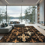 Earth Tone Geometric Cross Medallion Rug