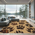 Rustic Brown Animal Paw Footprint Rug