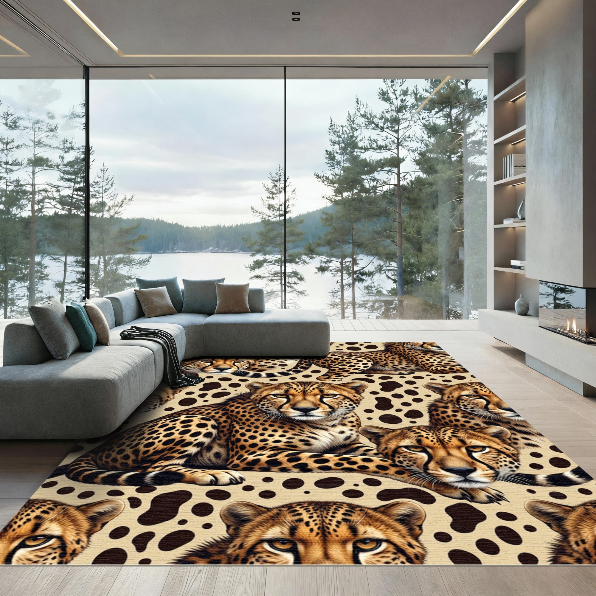 Golden Cheetah Spots Wild Fauna Rug