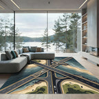 Tonal Shoreline Roadway Aerial View Rug