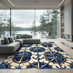 Nautical Compass Anchor Midnight Starry Rug