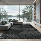 Monochromatic Wavy Contour Lines Rug