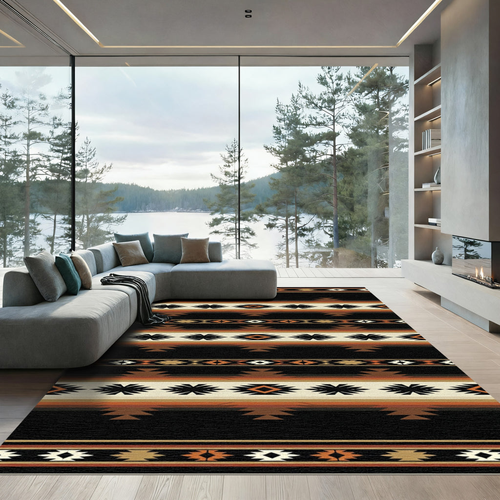 Southwestern Earth Tone Geometric Striped Rug