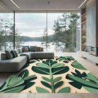 Sage Green Botanical Layered Leaf Rug