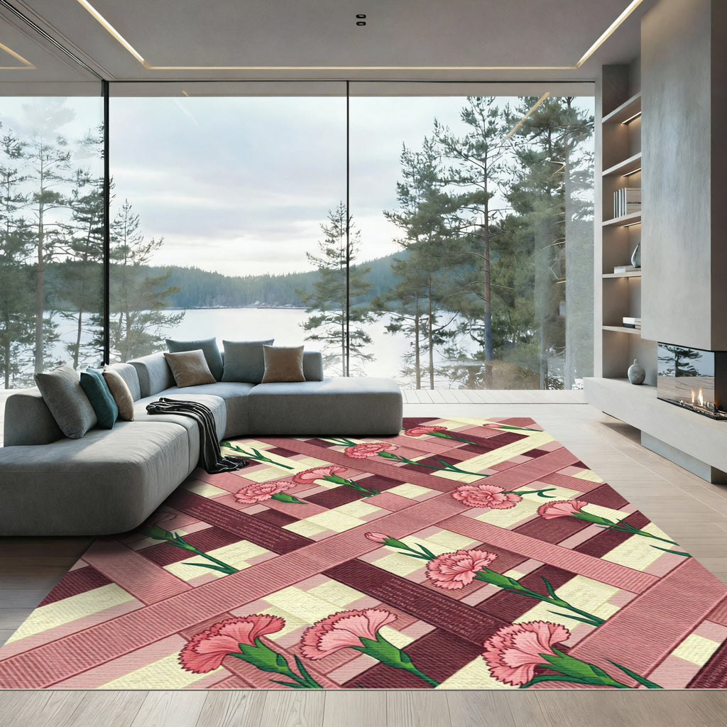 Pink Carnation Ribbon Pastel Weave Rug