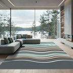 Serene Blue and Earthy Wavy Stripe Rug