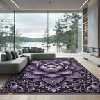 Ornate Purple Lotus Floral Mandala Rug