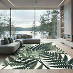 Lush Green Fern Foliage Pattern Rug