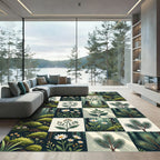 Botanical Forest Grid Green Meadow Rug