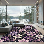 Elegant Purple Clematis Floral Vine Rug