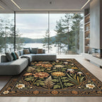 Elegant Botanical Floral Onyx Earth Rug