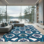 Nautical Blue Compass Rope Interlace Rug