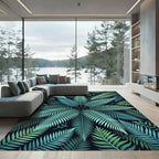 Emerald Teal Fern Frond Arrangement Rug