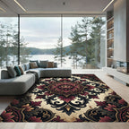 Gothic Velvet Crimson Floral Medallion Rug