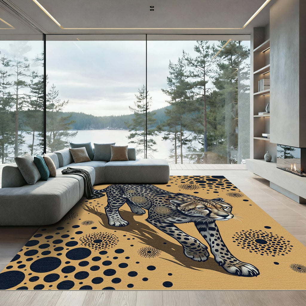 Golden Cheetah African Sunburst Rug