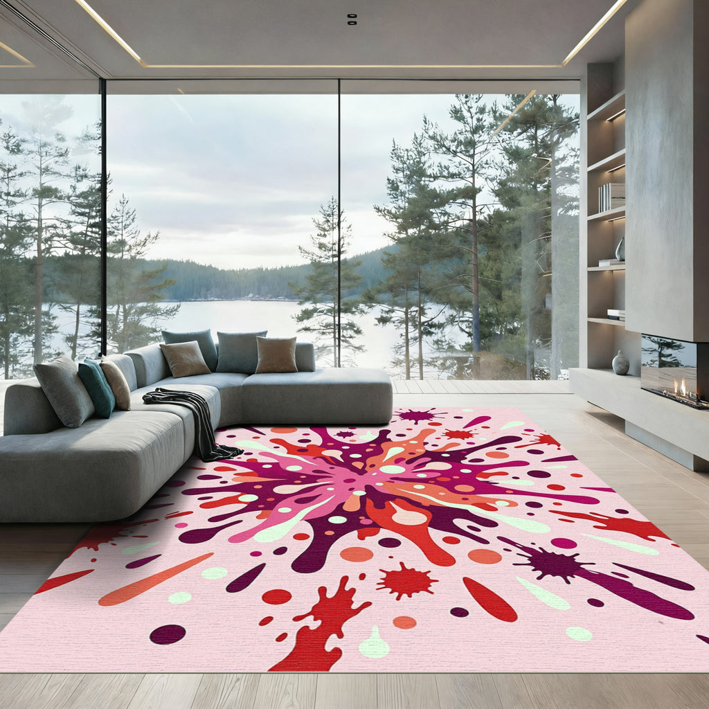 Radiant Pink Splash Burst Rug