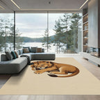 Serene Sleeping Lion Cubs Illustration Rug