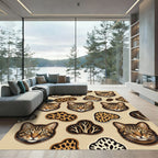 Brown Bengal Cat Leopard Patchwork Rug