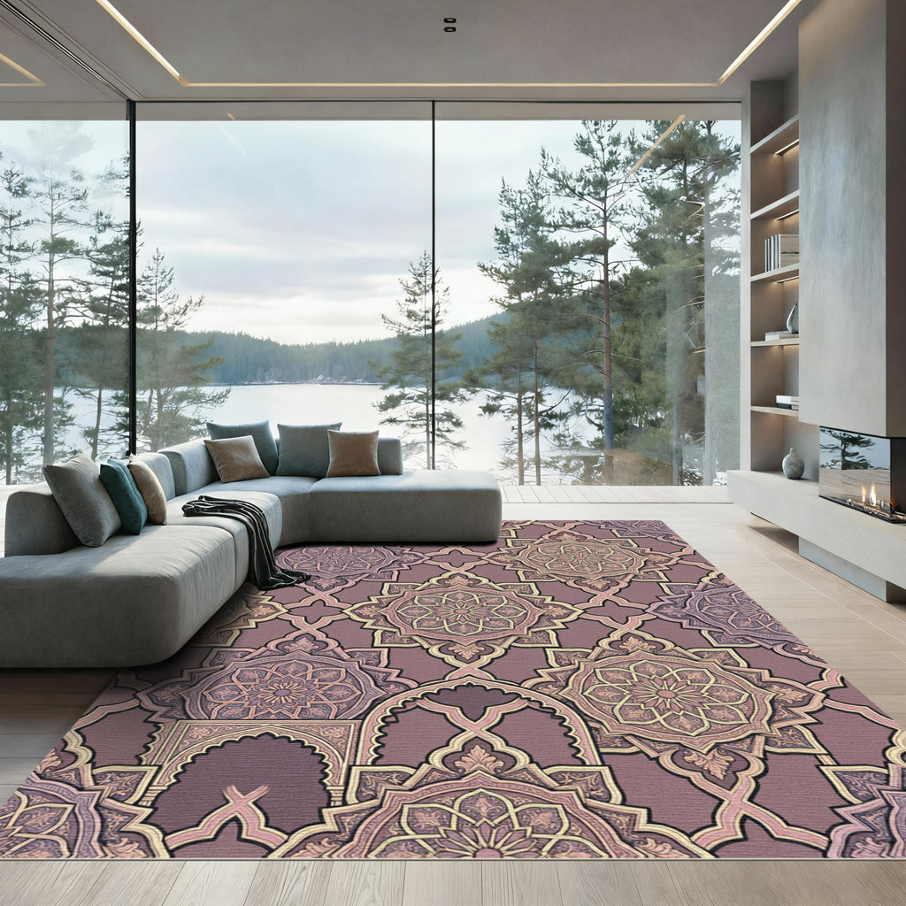 Ornate Rose Mandala Arabesque Rug