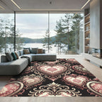 Pink Damask Heart Baroque Flourish Rug