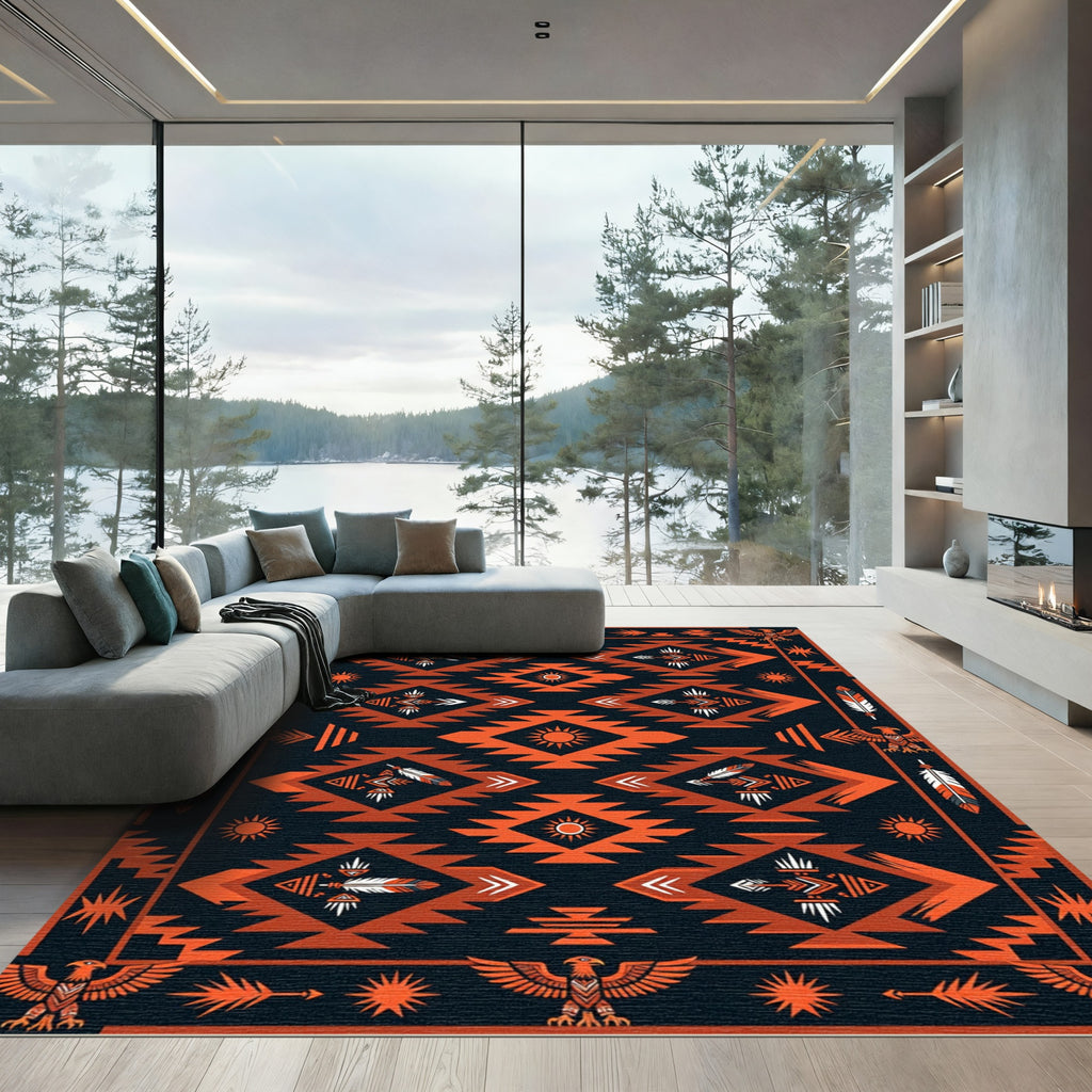 Bold Southwest Eagle Diamond Tapestry Rug