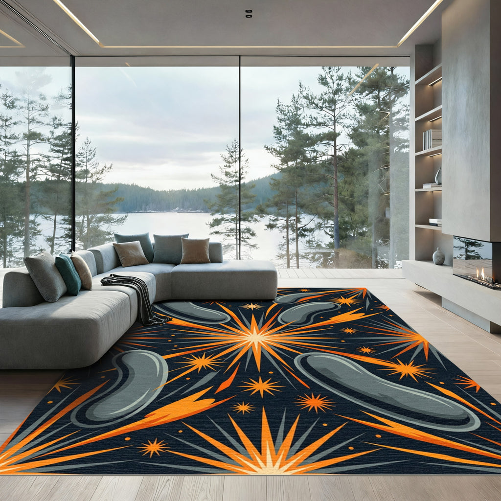 Gray Bean Asteroid Burst Rug