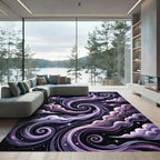 Cosmic Purple Swirl Celestial Galaxy Rug